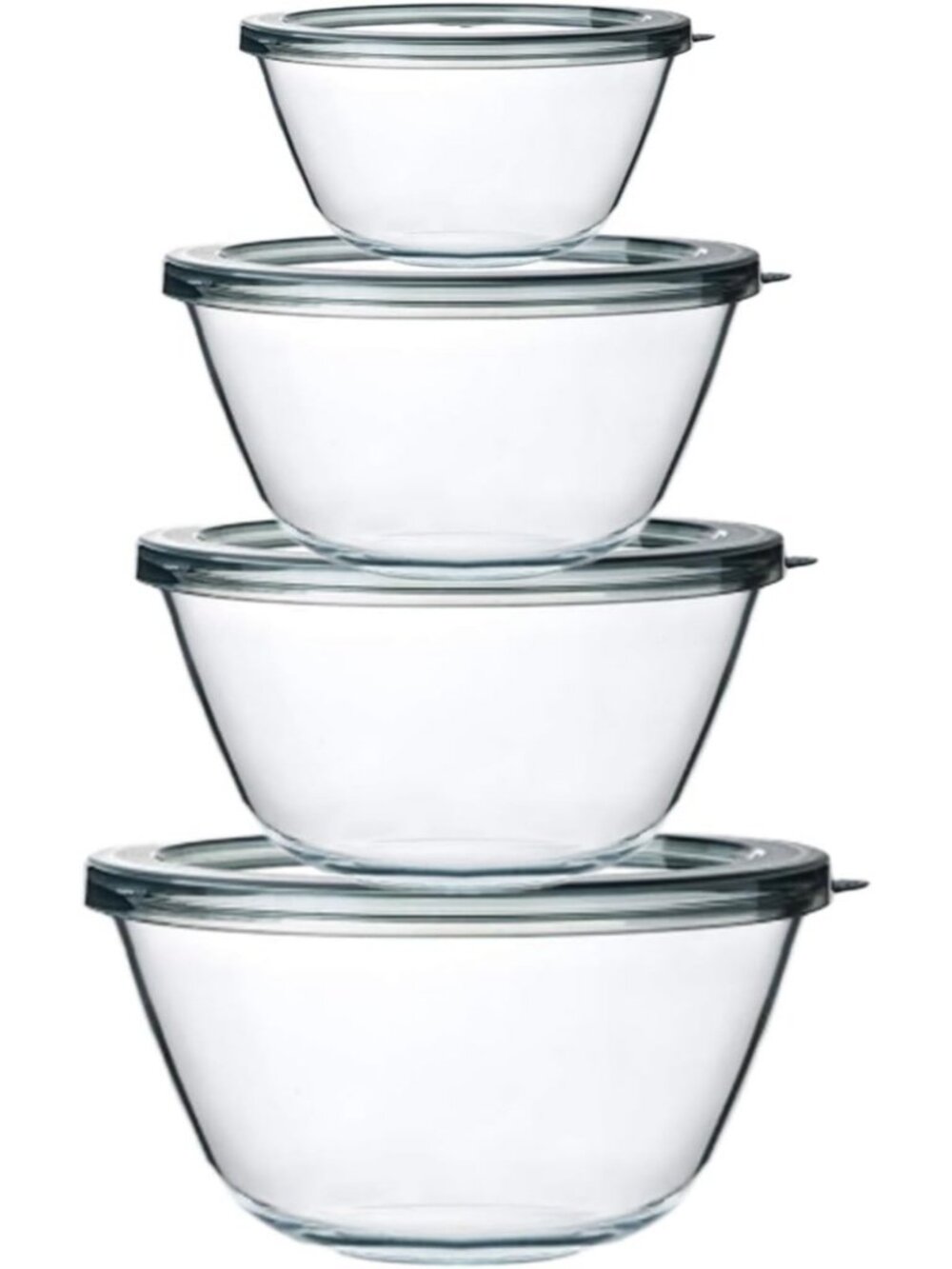 Set of 4 Glass Mixing Bowls with Lids - 0.8 to 4.8 Qt Storage & Prep Bowls